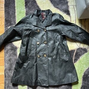 Vintage leather oversized trench